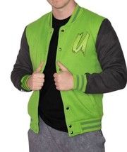 Men&#39;s Unspeakable  Varsity Wool Letterman Bomber Green Jacket - £93.36 GBP