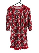 Hello Kitty Girls Size M 7/8 Nightgown Granny Gown Red White Black Plaid Pajamas - £7.94 GBP