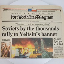 Vintage 1991 Fort Worth Star Telegram Soviets Rally To Yeltsin&#39;s August 21 - $26.18