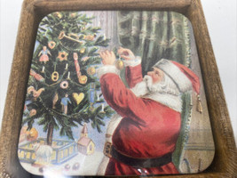 Vintage Santa yesterboard home collection 6 cork backed coasters In Hold... - $8.81