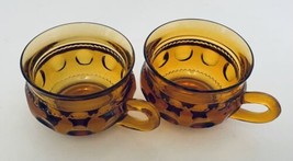 Indiana Glass Amber Cups Kings Crown Thumbprint Punch Snack Cups Mugs Se... - £10.02 GBP