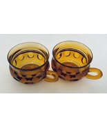 Indiana Glass Amber Cups Kings Crown Thumbprint Punch Snack Cups Mugs Se... - $12.75