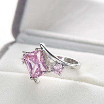 Pink Crystal &amp; Cubic Zirconia Curve Princess-Cut Ring - £10.43 GBP