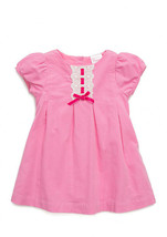 NWT Nursery Rhyme Baby Girls Pink Short Sleeve Corduroy Lace Dress 12 Months - £8.78 GBP