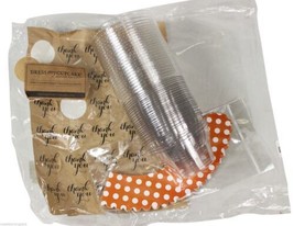 Dress My C UPC Ake 24 Pack Kraft Dessert Label Kit Orange Polka Dot Wrapper Nib! - £8.97 GBP