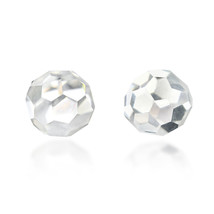 Sparkling Crystal Ball and Sterling Silver 6mm Round Stud Earrings - £10.40 GBP