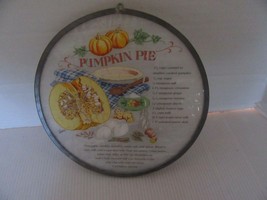 Vintage Stained Glass Suncatcher-Window/Wall Hanging-Pumpkin Pie Recipe 7.5&quot; - £16.19 GBP