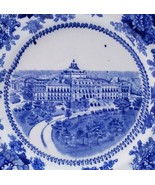 Wm Adams &amp; Co. Congressional Library Flow Blue 10&quot; Porcelain Plate Blue ... - £29.73 GBP