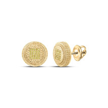 Yellow-tone Sterling Silver Yellow Color Treated Diamond Circle Earrings - £70.65 GBP