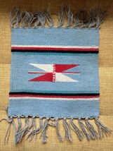VTG Antique Chimayo Weaving Miniature Rug Southwest NEW MEXICO 10x10&quot; Bl... - $1,070.56 MXN