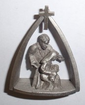 1986 Spoontiques Pewter Christmas Nativity Figurine #694 Mary Joseph Baby Jesus - £14.56 GBP