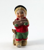 Boy Figurine Carrying Fire Wood /Potpourri Holder Jasco 5&quot; - £7.95 GBP