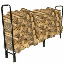 Firewood Log Bin with Cover Wood Storage Holder Outdoor 8 Feet Long Stee... - £112.98 GBP