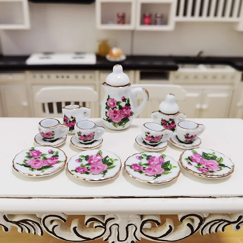 1Set 1:12 Dollhouse Miniature Porcelain Ceramic Tea Cup Set Tableware Kitchen - £7.10 GBP+