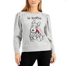 Charter Club Womens Petite PM Gray Scottie Dog Graphic Puff Sweatshirt N... - $25.47