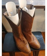 Abilene Boots 11EE Cowboy Boots Brown All Leather Stitch Western 6552 - $102.86 CAD