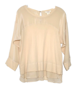 Sundance Top Womens Size M Silk Cotton Semi Sheer 3/4 Sleeves Beige Keyh... - $446.50 MXN