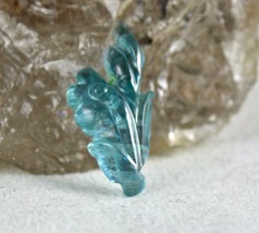 Gtl Certified Natural Blue Aquamarine Carved Leaf 15.25 Cts Gemstone For Design - £617.81 GBP