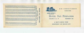 Hotel San Fernando Brochure Valles S L P Mexico 1950&#39;s - £13.91 GBP