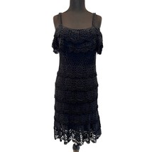 Boston Proper Crochet Black Layered Stretch Lined Dress Spaghetti Strap ... - $60.00