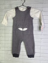 Carters 2pc Footless Romper Overall Set Knit Outfit Baby Boys Size 12 Mo... - $10.40