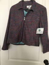 1 Pc Erin London Women&#39;s Colorful Tweed Zip Up Blazer Jacket Coat Size S... - £36.34 GBP