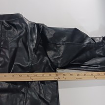 LJYH Jacket Women's Faux Leather Pleated Elbow T11-12 Black Full Zip Pockets image 6