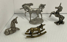 Vintage 1980 Rawclifffe Pewter unicorn and others metal four figurines All Small - £9.74 GBP