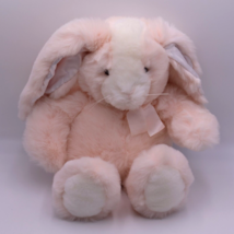 1993 Dakin Soft Pink Bunny Rabbit Satin Ears Bow Stuffed Plush 12&quot; sit 16&quot; lay - £31.13 GBP