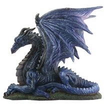 Midnight Black Dragon Laying Down Statue Figurine Medieval Fantasy Decor... - $45.98