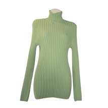 Sundance Womens XL Legends Sweater Ribbed Turtleneck Stretch Green Body Con - £28.51 GBP