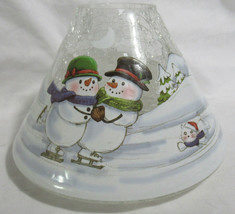 Yankee Candle Jar Shade Clear Crackle Snowman Family Skating Cat Dog Trees - $43.78