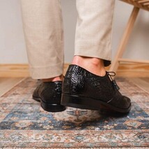 Lacio Genuine Caiman Crocodile Dress Derby's Shoes Black image 12