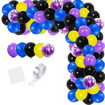 Purple Royal Blue Black Yellow Balloon Garland Arch Kit - 117Pcs Purple Blue Bla - £19.05 GBP