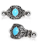 316L Stainless Steel Aqua Ornate Cartilage Cuff Earring - £14.10 GBP