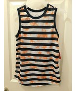 Wonder Nation Boys Tank Top X-SMALL (4-5) Blue Stripe W Orange Tie Dye New - $197.20 MXN