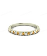 Citrine 2 MM Stone Eternity Women Ring, 925 Sterling Silver Jewelry - $994.17 MXN