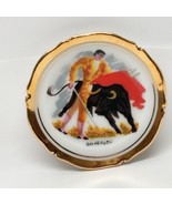 Miniature Plate Matador And Bull Bullfighter Gold Rim Spain Vintage 3.25&quot; - $8.88