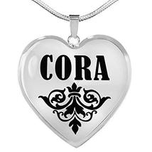 Cora v01 - Heart Pendant Luxury Necklace Personalized Name Gifts - £31.93 GBP