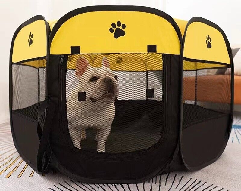 Pet Tent Foldable & Portable Dog Playpen W/ Breathable Mesh Window W/ Top Cover