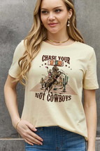 Simply Love Full Size Chase Your Dreams Not Cowboys Graphic Cotton Tee - £20.29 GBP