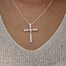 925 Silver Cross Necklace, Religious Jewelry Gift, Crystal Pendant, Women Christ - £47.53 GBP