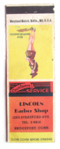 Lincoln Barber Shop - Bridgeport, Connecticut 20 Strike Matchbook Cover CT Pinup - £1.57 GBP