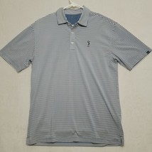 Oxford Golf Shirt Polo Mens Sz XL Blue White Striped Short Sleeve Casual - $25.87