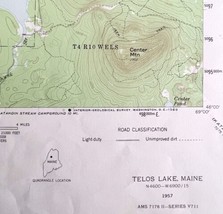 Map Telos Lake Maine 1957 Topographic Geological Survey 1:62500 22 x 18&quot; TOPO3 - £35.65 GBP