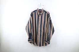 Vtg 90s Chaps Ralph Lauren Mens L Faded Striped Color Block Button Down Shirt - £35.57 GBP