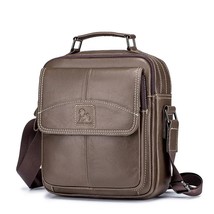 Casual Men  Bag Vintage Crossbody Bags Male Bag Leather Handbag Capacity Men Mes - £95.08 GBP