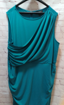 Lane Bryant 20P  Sleeveless sheath dress teal blue green 20 P rouched - $19.79