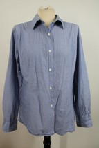 Talbots 14 Blue Dot Long Sleeve Button Front Cotton Top Shirt - £19.53 GBP