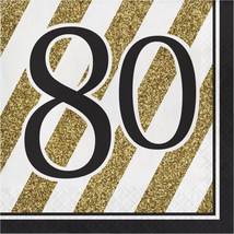 Black &amp; Gold &quot;80&quot; Lunch Napkins (16ct) - £1.98 GBP